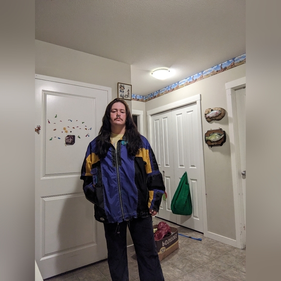 Y2K 90s Color Block Windbreaker jacket - Picture 1 of 8